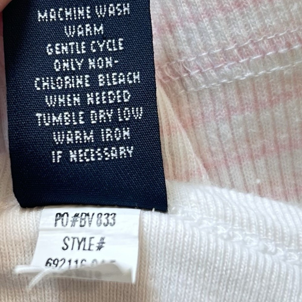Vtg Y2K 2000 Gap Thermal Shirt Sz L Crew Neck Pink White Striped 100% Cotton - Picture 7 of 12